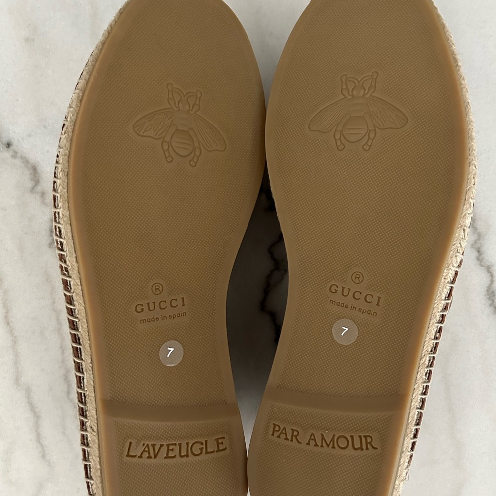 AUTHENTIC GUCCI GG LOAFER ESPADRILLES BEIGE MONOGRAM GG 7 (USA SZ 8) 725799 - Picture 5 of 16